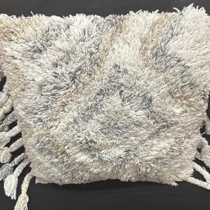 Fringed Cream Throw Pillow